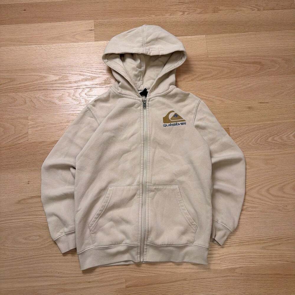 Quiksilver Youth Boys Beige Full Zip Hoodie Size M (10/12)
